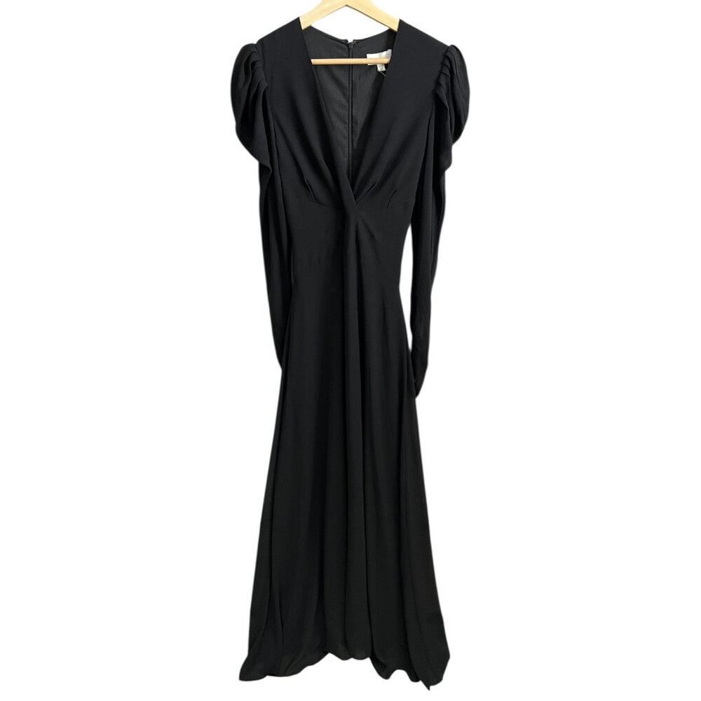 Ronny Kobo Bernadette Dress Black M Babydoll Maxi Formal Minimalist Elegant